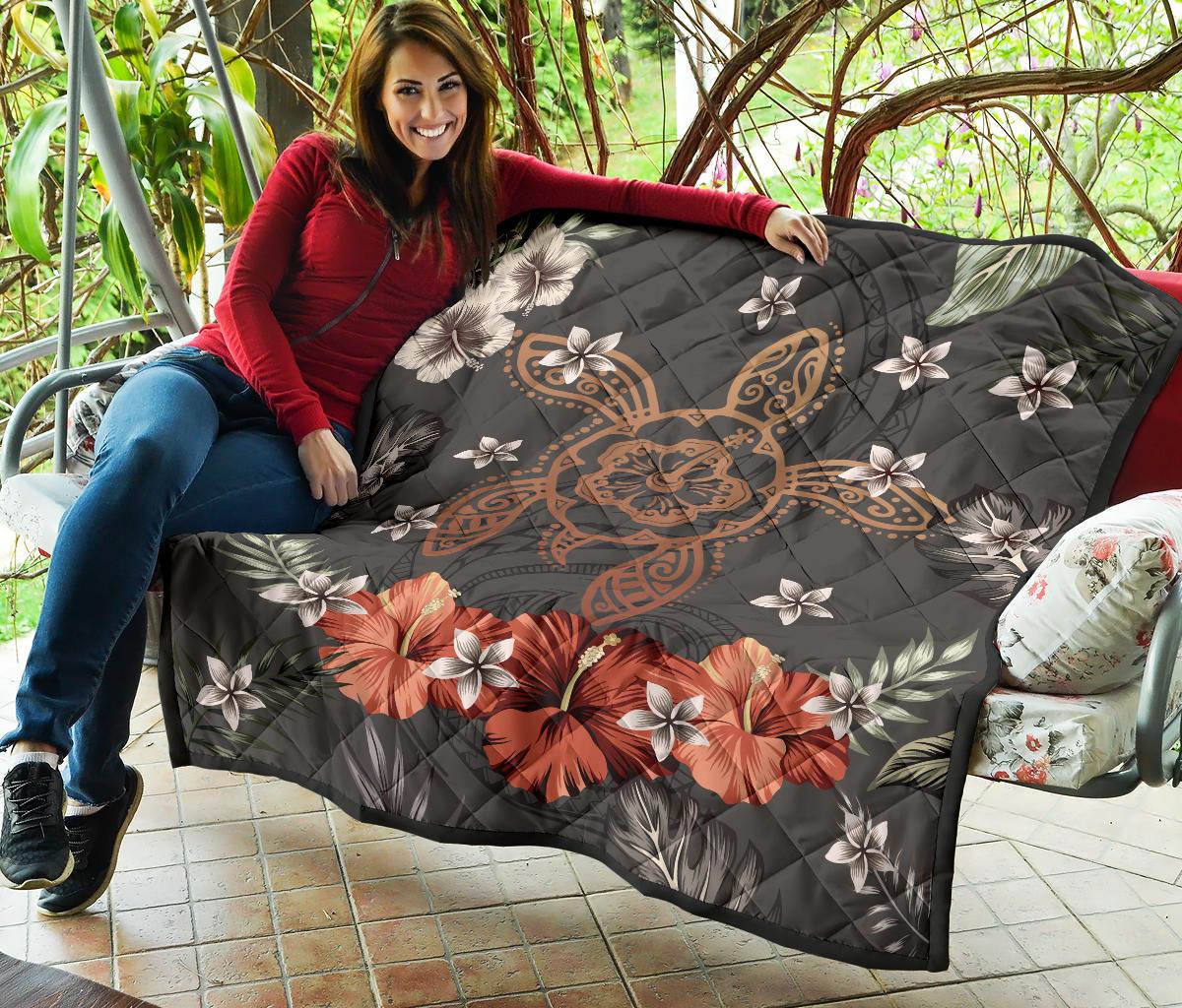Hawaii Turtle Polynesian Hibiscus Kanaka Style Tropical - Premium Quilt AH - Polynesian Pride