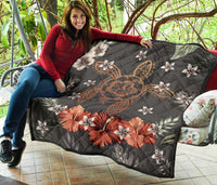 Hawaii Turtle Polynesian Hibiscus Kanaka Style Tropical - Premium Quilt AH - Polynesian Pride