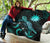 Nauru Polynesian Premium Quilt - Turtle With Blooming Hibiscus Turquoise - Polynesian Pride