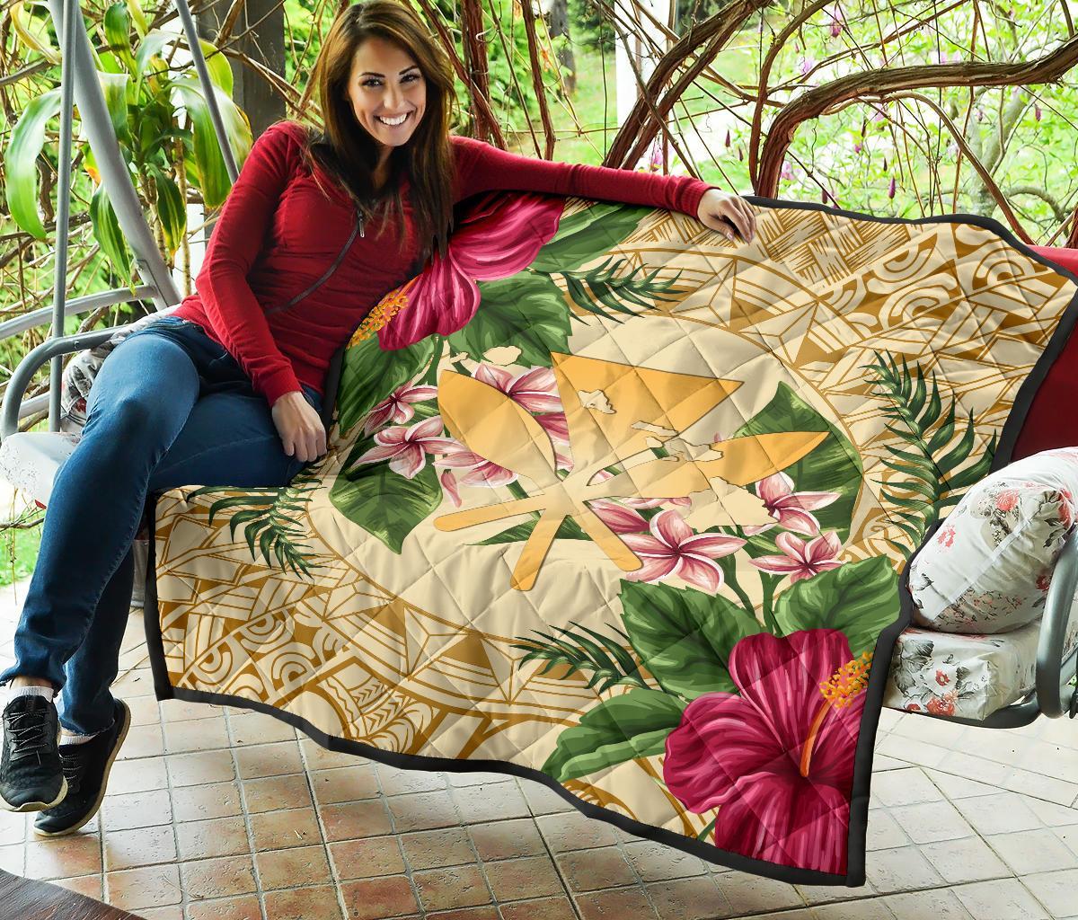 Hawaii Premium Quilt - Kanaka Maoli Premium Quilt Strong Pattern Hibiscus Plumeria AH - Polynesian Pride