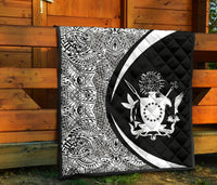 Cook Islands Coat Of Arms Polynesian Premium Quilt - Circle Style - 01 - Polynesian Pride