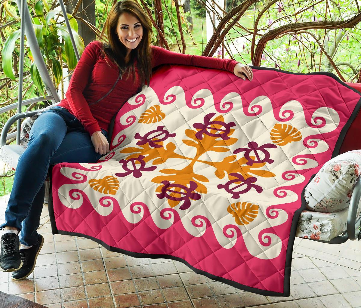 Hawaiian Turtle Pattern Premium Quilt - Pink - Argu Style - AH - Polynesian Pride