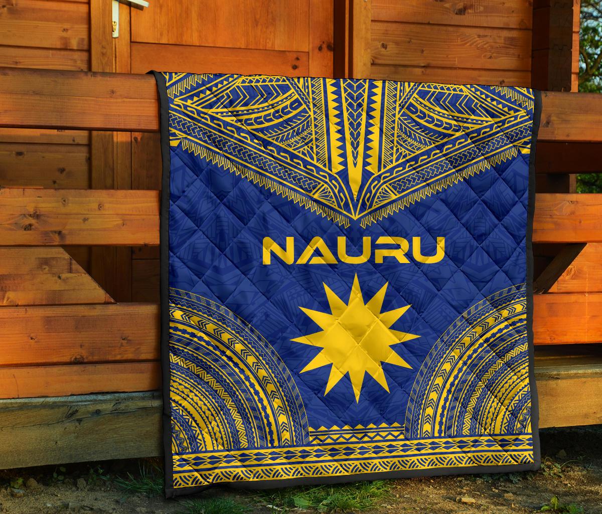 Nauru Premium Quilt - Nauru Flag Polynesian Chief Blue Version - Polynesian Pride