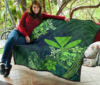 Hawaii Premium Quilt - Green Kanaka Maoli Hibiscus Style - Polynesian Pride