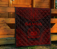 Samoa Premium Quilt - Samoa Coat Of Arms Polynesian Chief Dark Red Version - Polynesian Pride