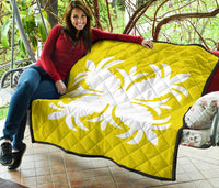 Hawaiian Premium Quilt Royal Pattern - Yellow - A2 Style - Polynesian Pride