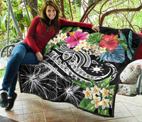 The Philippines Premium Quilt - Summer Plumeria (Black) - Polynesian Pride