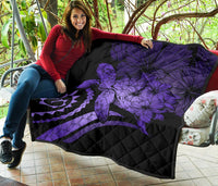 Hawaii Turtle Hibiscus Polynesian Vintage Premium Quilt - Purple - Polynesian Pride