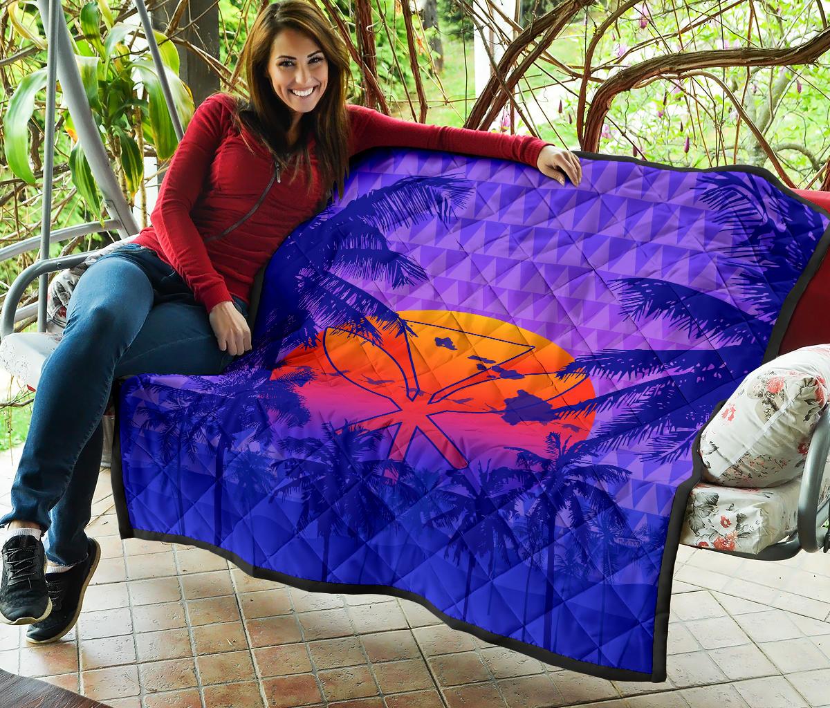Hawaii Summer Sunset Kanaka Kakau Premium Quilt - Polynesian Pride