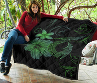 Hawaii Fish Hook Hibiscus Premium Quilt Green - Polynesian Pride