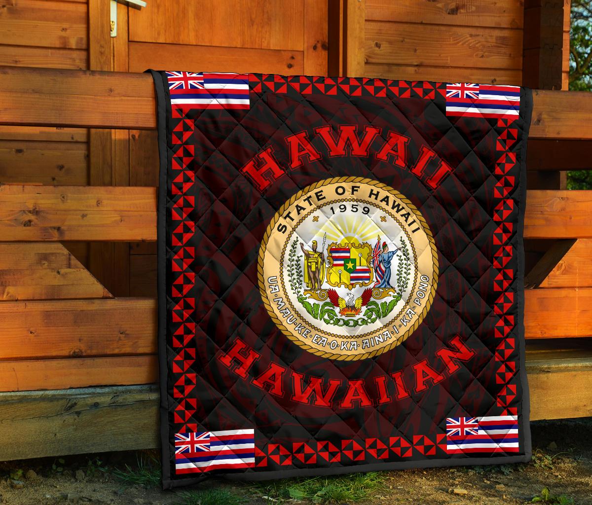 Hawaii Flag Polynesian Premium Quilt Red - Love Style - Polynesian Pride