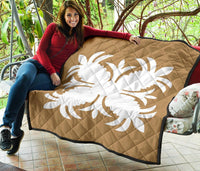 Hawaiian Premium Quilt Royal Pattern - Gold - A2 Style - Polynesian Pride