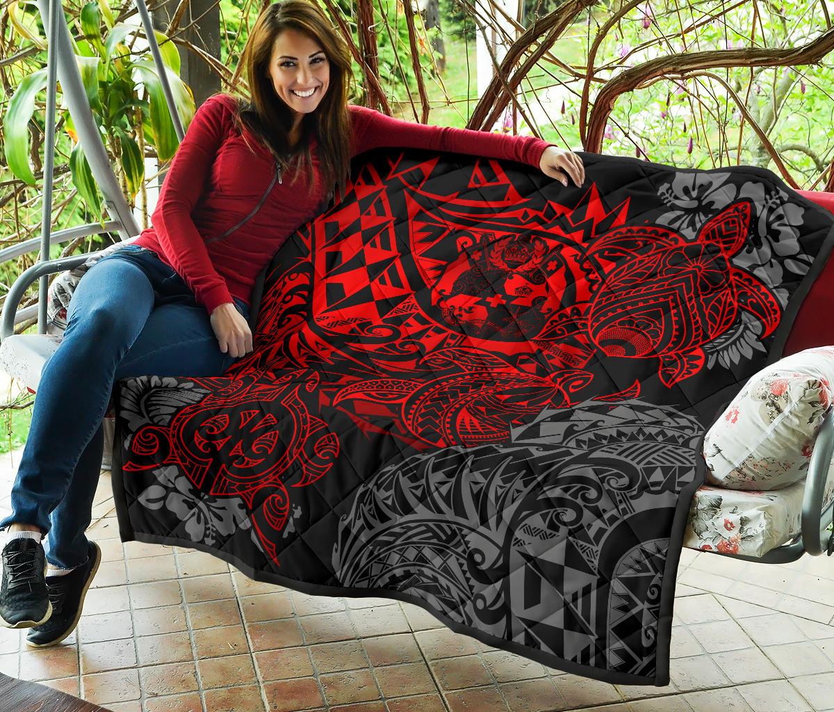 Tonga Polynesian Premium Quilt - Red Turtle Flowing - Polynesian Pride