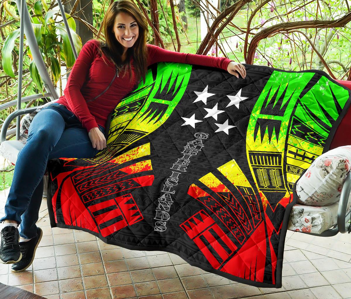 Gambier Islands Premium Quilt - Gambier Islands Flag Polynesian Reggae Tattoo - Polynesian Pride