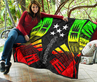 Gambier Islands Premium Quilt - Gambier Islands Flag Polynesian Reggae Tattoo - Polynesian Pride