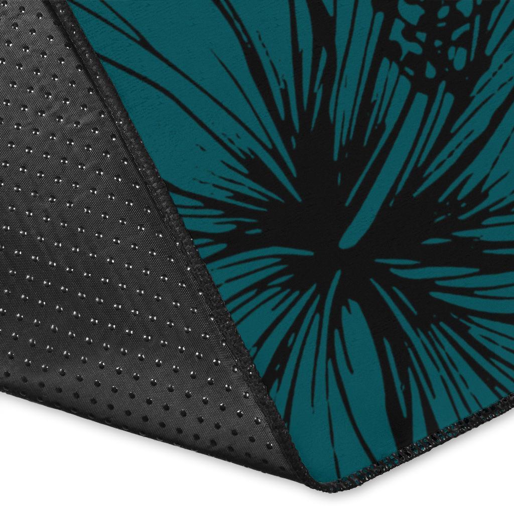 Wallis and Futuna Polynesian Area Rug - Summer Plumeria (Turquoise) - Polynesian Pride