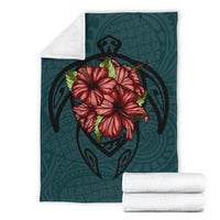 Hawaii Turtle Hibiscus Polynesian Premium Blankets - Polynesian Pride