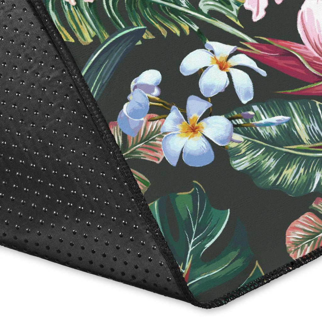 Tropical Monstera Leaf Red Rug - Polynesian Pride