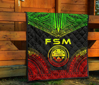 Federated States Of Micronesia Premium Quilt - FSM Seal Polynesian Chief Reggae Version - Polynesian Pride