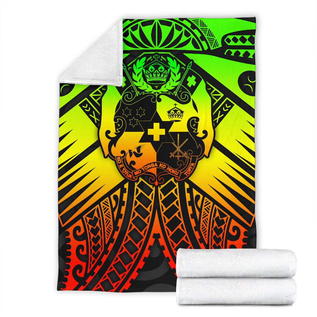 Tonga Polynesian Premium Blanket - Tonga Reggae Seal with Polynesian tattoo - Polynesian Pride
