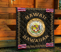 Hawaii Flag Polynesian Premium Quilt Gold - Love Style - Polynesian Pride