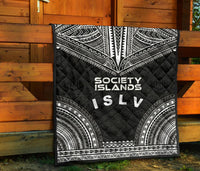 Society Islands Premium Quilt - Society Islands Flag Polynesian Chief Black Version - Polynesian Pride