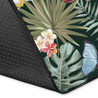 Tropical Plumeria Pattern With Palm Leaves Rug - Polynesian Pride