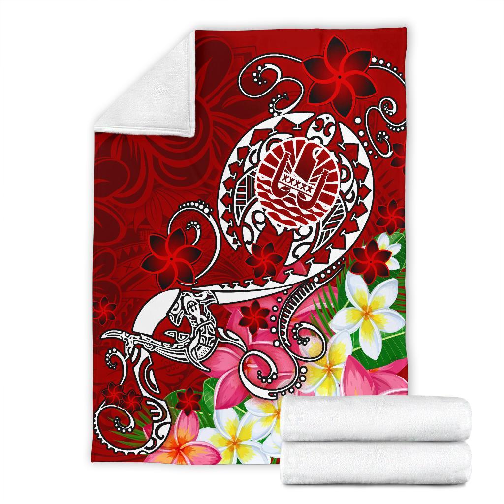 Tahiti Premium Blanket - Turtle Plumeria (Red) - Polynesian Pride