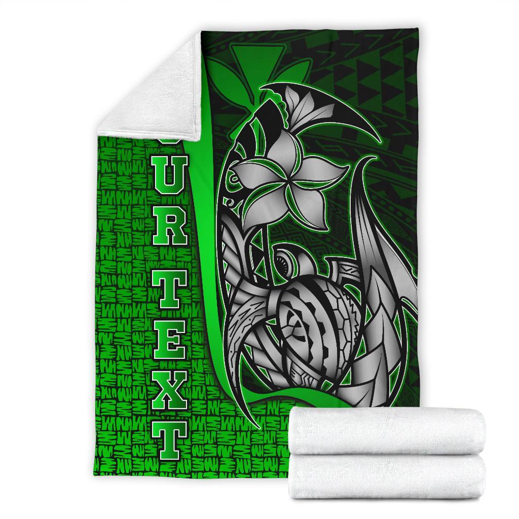 Polynesian Hawaii Custom Personalised Premium Blanket Green - Turtle with Hook - Polynesian Pride