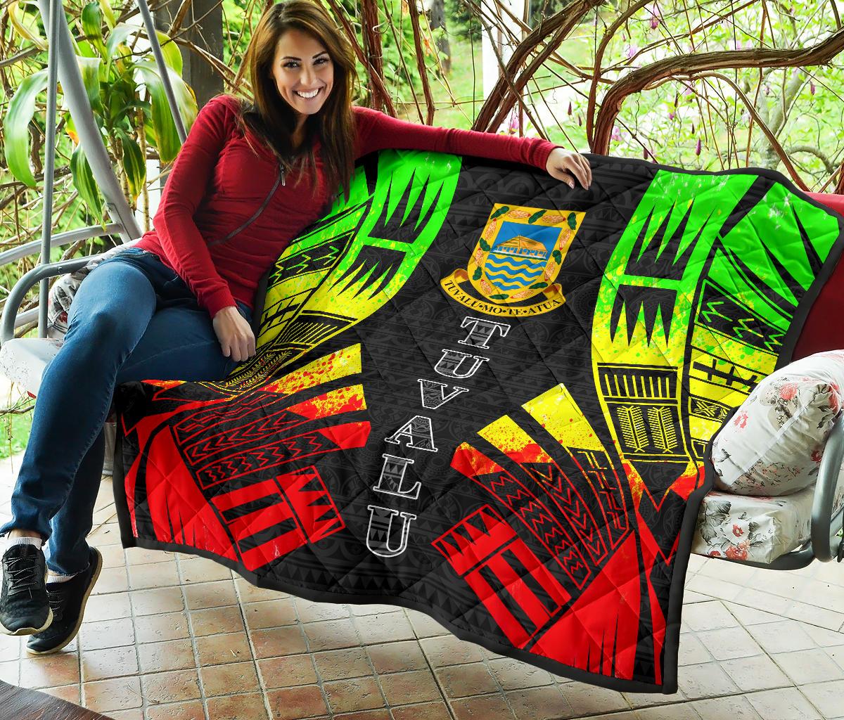 Tuvalu Premium Quilt - Tuvalu Coat Of Arms Polynesian Reggae Tattoo - Polynesian Pride