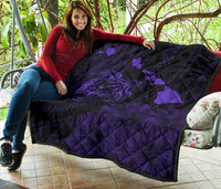Hawaii Sea Turtle Is Swimming Toward Premium Quilt Purple - Polynesian Pride