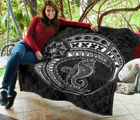 Polynesian Quilt - Polynesian White Seahorse Tattoo - Polynesian Pride