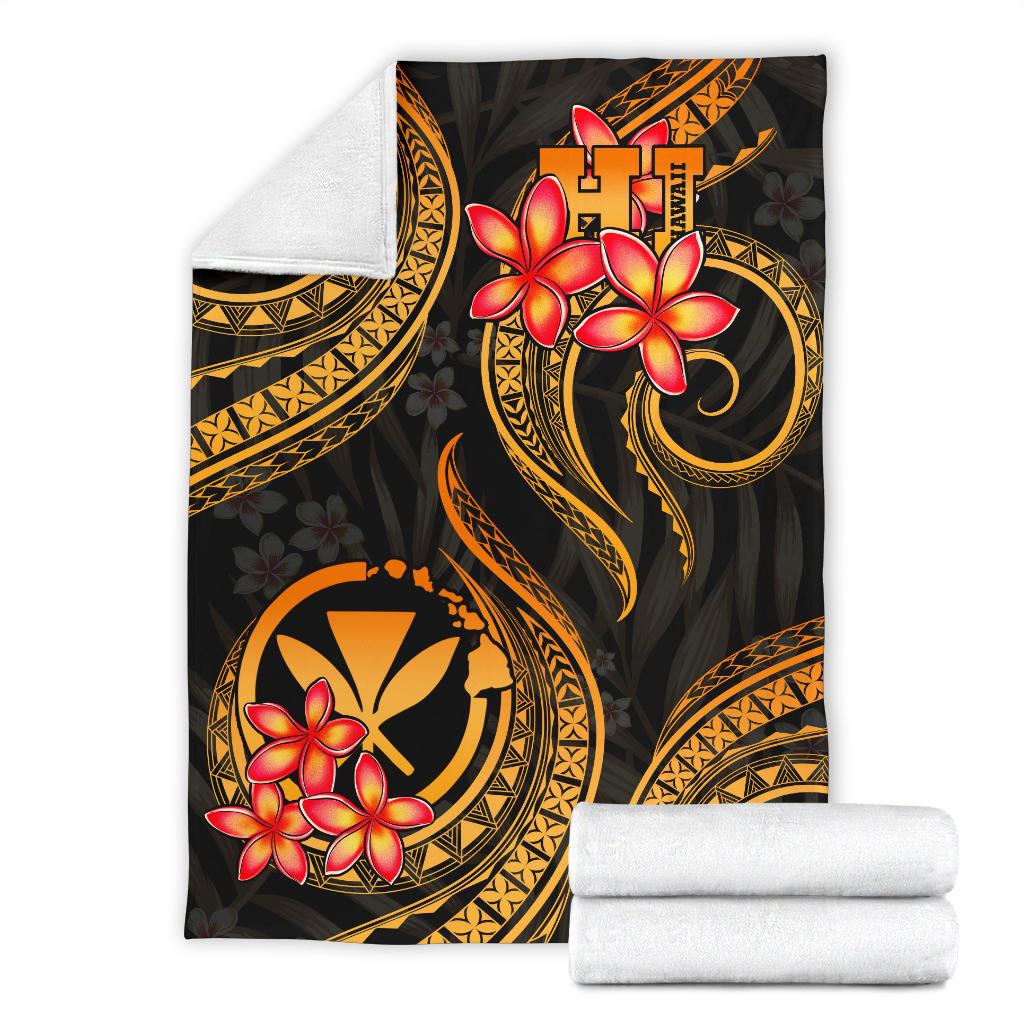Polynesian Hawaii Premium Blanket - Gold Plumeria - Polynesian Pride