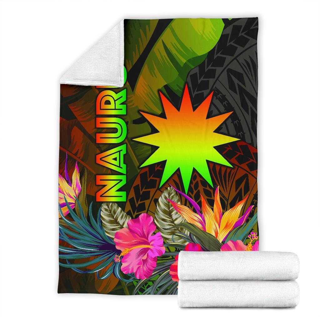 Nauru Polynesian Premium Blanket - Hibiscus and Banana Leaves - Polynesian Pride
