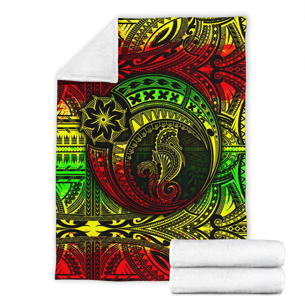 Seahorse Polynesian Premium Blanket - Polynesian Tattoo Reggae - Polynesian Pride