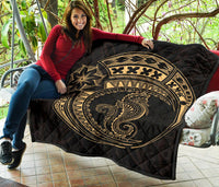 Polynesian Quilt - Polynesian Gold Seahorse Tattoo - Polynesian Pride