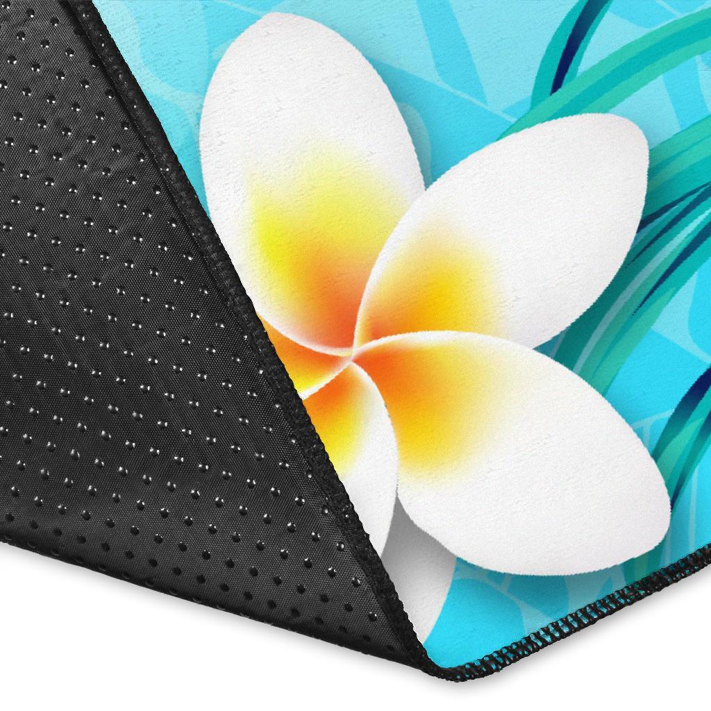 Polynesian Turtle Area Rug, Plumeria with Hibiscus - Polynesian Pride