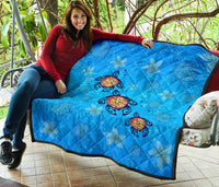 Hawaii Plumeria Turtle In The Ocean Premium Quilt - AH - John Style - Polynesian Pride