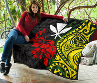 Hawaii Premium Quilt - Kanaka Maoli Hibiscus Flowers - Polynesian Pride
