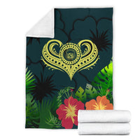Polynesian Hawaii Premium Blanket - Heart with - Polynesian Pride