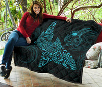 Polynesian Quilt - Polynesian Blue Shark Warrior Tattoo - Polynesian Pride