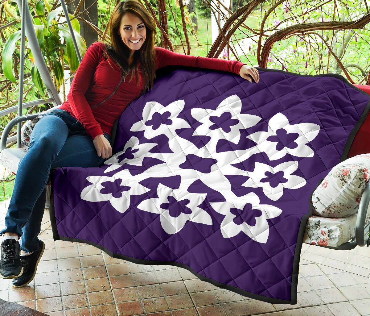 Hawaiian Premium Quilt Royal Pattern - Purple - A1 Style - Polynesian Pride