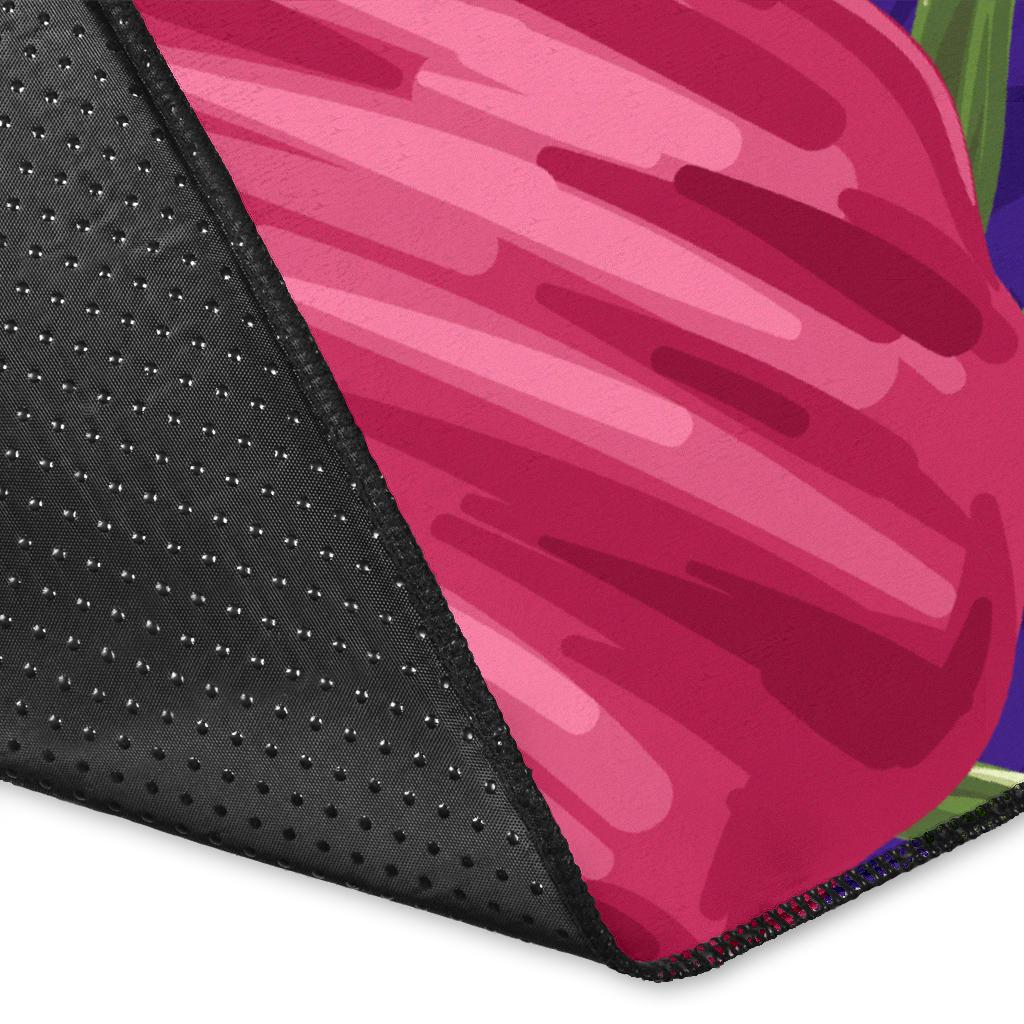 Hawaii Polynesian Turtle Tropical Hibiscus Plumeria Rug - Purple - Polynesian Pride