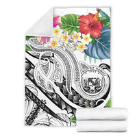 Polynesian Hawaii Premium Blanket - Summer Plumeria (White) - Polynesian Pride