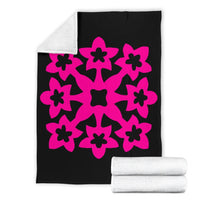 Hawaiian Premium Blanket Royal Pattern - Black And Pink - A1 Style - Polynesian Pride