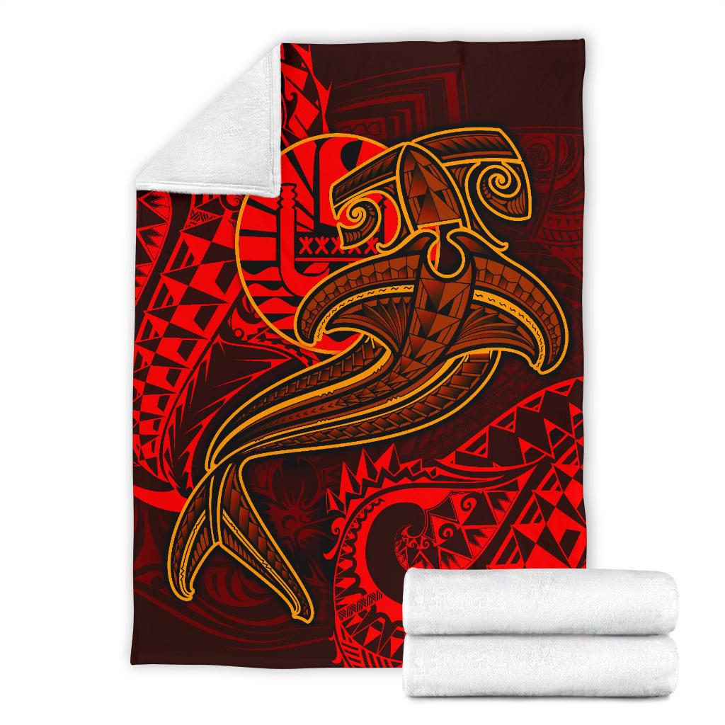 Tahiti Premium Blanket - Red Shark Polynesian Tattoo - Polynesian Pride