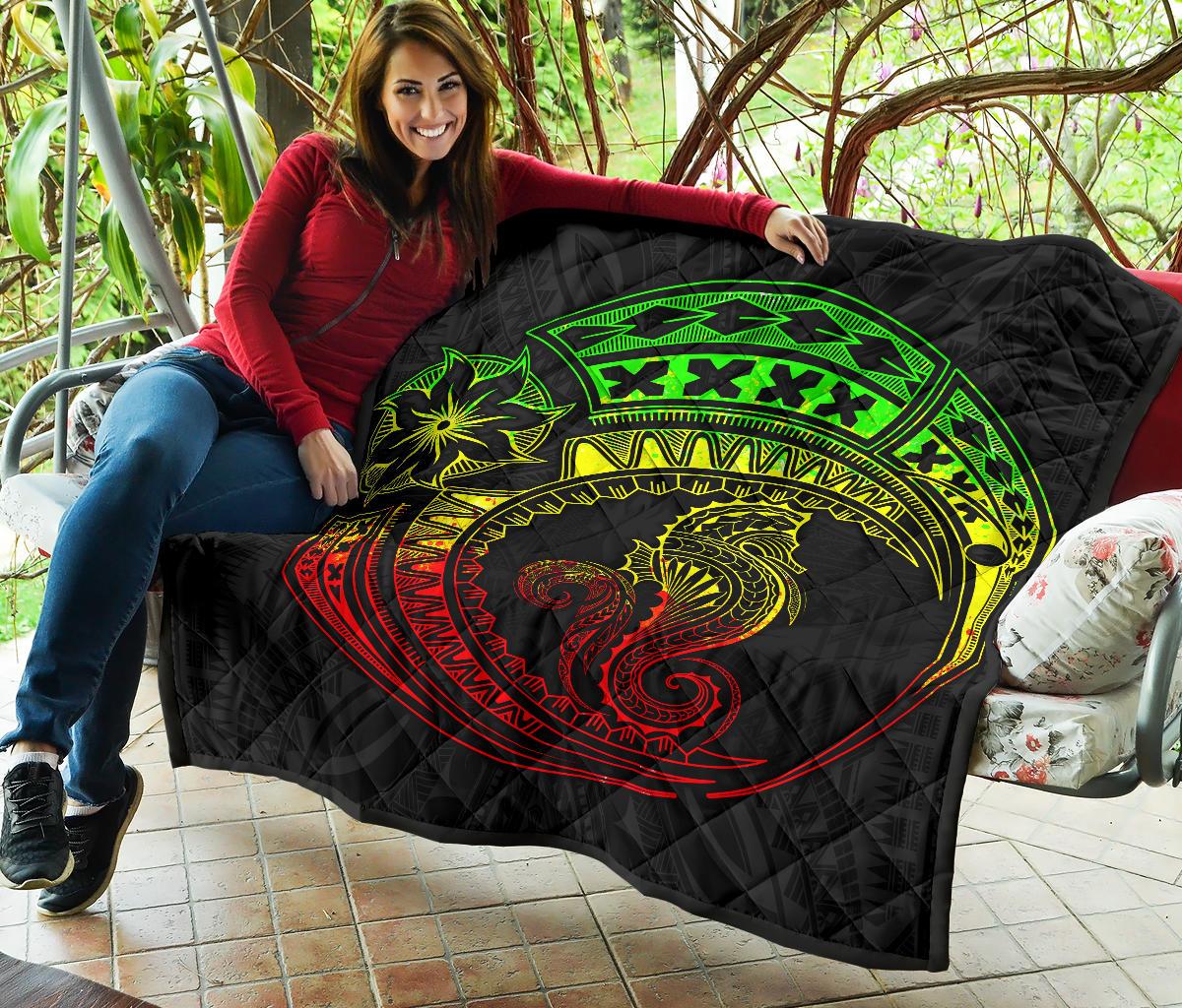 Polynesian Quilt - Polynesian Reggae Seahorse Tattoo - Polynesian Pride