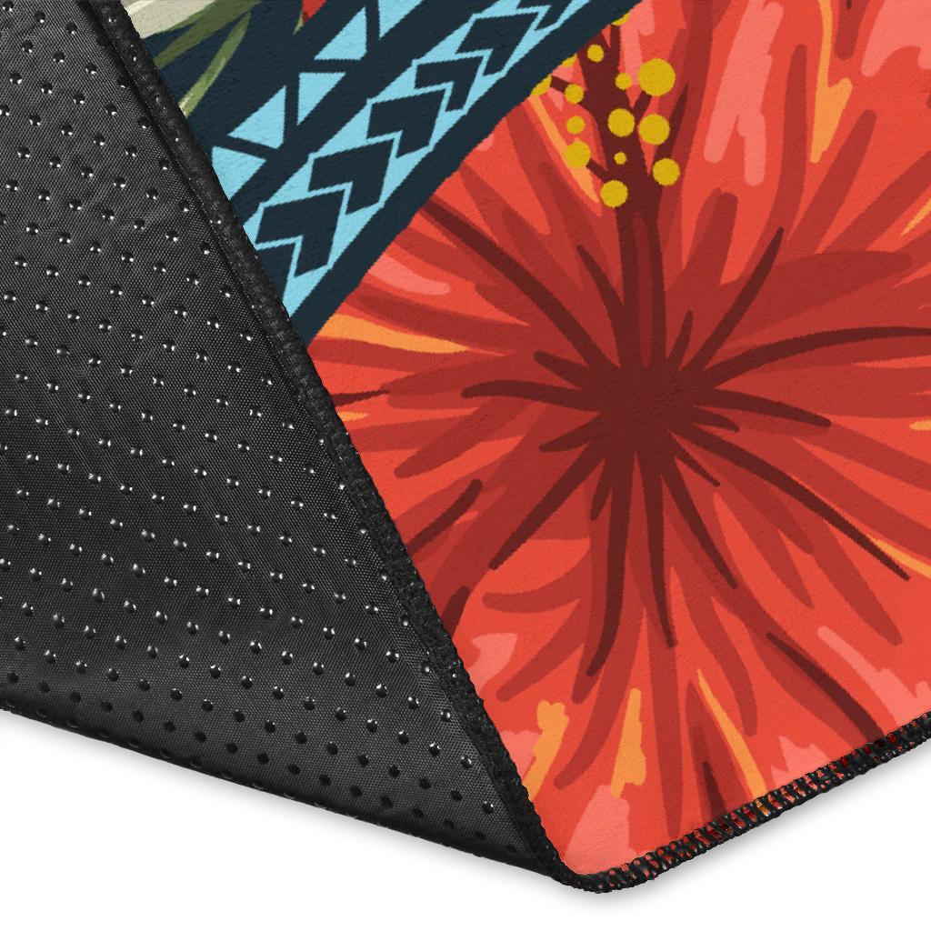 Hawaii Turtle Shark Manta Ray Hibiscus Plumeria Rug - Polynesian Pride