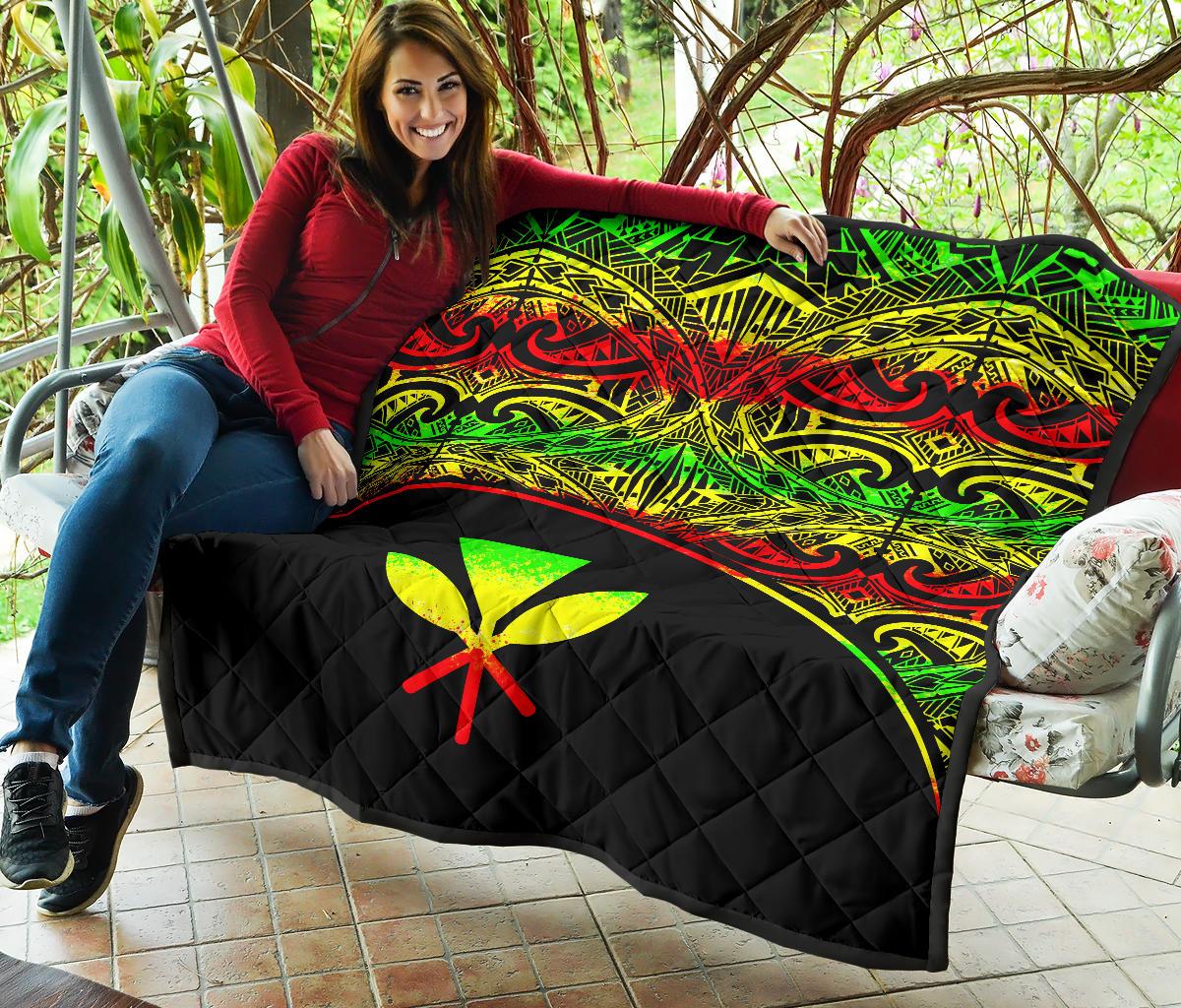 Hawaii Polynesian Premium Quilt - Reggae Kanaka Maoli Curve Version - Polynesian Pride