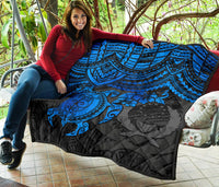 Pohnpei Polynesian Premium Quilt - Polynesian Blue Turtle - Polynesian Pride